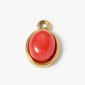 Oval red carnelian pendant with gold-plated stainless steel bezel for DIY jewelry - Large (12x19mm) / 1# Red Agate Color (Large)