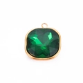 Colgante de cristal cuadrado verde esmeralda bañado en oro para collares DIY - Cuadrado Verde