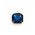 Colgante cuadrado de cristal azul oscuro con borde dorado para collares DIY - Cuadrado Azul 4#