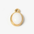 Oval gold-plated stainless steel pendant with white opal inlay for DIY jewelry making - Large (12x19mm) / 3# White (Large)