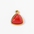 Luxurious triangular red natural stone pendant with gold stainless steel bezel - 4# (Red Triangle)