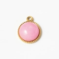 Round pink gemstone pendant with gold beaded bezel and hanging loop for DIY jewelry - Rose Quartz (A0194/A0195-4# Large)