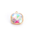 Colgante cuadrado de cristal AB dorado para creación de joyas y collares DIY - Cuadrado Irisado AB