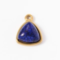 Triangle lapis lazuli stone pendant with golden stainless steel frame and top ring - 6# (Lapis Blue Triangle)