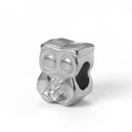 Polished silver owl charm bead for DIY bracelets featuring detailed feather textures - Owl Shape (7# Steel Color)