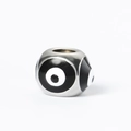 8mm stainless steel evil eye square bead with black and white enamel finish - Black