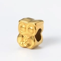 Polished gold owl charm bead with vertical hole for DIY jewelry making - Owl Shape (7# Gold Color)