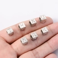 7mm silver stainless steel cube bead with engraved letter D for DIY jewelry making - A(A) / Steel