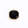 Colgante de cristal negro tallado cuadrado con borde dorado para creación de joyas - Cuadrado Negro