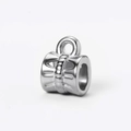 Pendente cilindrico in acciaio inossidabile argento con strisce incise - Acciaio 2# (Tubo a Righe Corto)