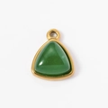 Triangle green stone pendant with gold stainless steel frame for DIY jewelry - 8# (Green Triangle)