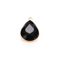 Colgante de cristal negro en forma de pera con marco de acero inoxidable dorado para DIY - Gota de Agua Negra