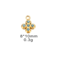 Mini gold flower pendant with light blue rhinestones for DIY jewelry making 8x10mm - Blue Rhinestone Cross