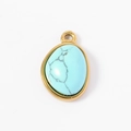 Gold-plated stainless steel oval pendant featuring a light blue natural turquoise stone - 9# (Turquoise Color Irregular Oval)