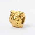 Detailed gold owl charm bead in polished stainless steel for DIY jewelry making - Feather Owl (8# Gold Color)