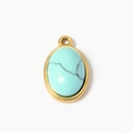 Ovaler Türkis-Anhänger mit schwarzer Maserung in goldener Edelstahlfassung für DIY-Schmuck - 2# Türkis Farbe (Klein)