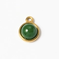 Round green gemstone pendant with gold stainless steel frame for DIY necklaces - Aventurine (A0194/A0195-2# Small)
