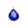 Colgante de cristal azul oscuro en forma de pera con bisel de acero inoxidable dorado - Gota de Agua Azul 3#