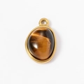 Oval tiger eye stone pendant with golden stainless steel frame and polished finish - 10# (Tiger Eye Color Irregular Oval)