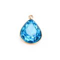 Colgante de cristal azul claro en forma de gota con marco de acero dorado para collares - Gota de Agua Azul 1#