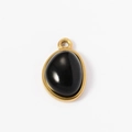 Luxury oval black natural stone pendant with gold triangular stainless steel setting - 11# (Black Irregular Oval)