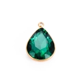 Colgante de gota en cristal verde esmeralda y borde dorado para collares DIY - Gota de Agua Verde