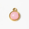 Round pink natural stone pendant with gold plated stainless steel frame for DIY jewelry - Rose Quartz (A0194/A0195-4# Small)