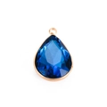 Colgante de cristal azul oscuro en forma de gota con engaste de acero inoxidable dorado - Gota de Agua Azul 4#