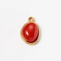 Luxury gold stainless steel pendant with irregular oval red natural stone inlay - 12# (Red Irregular Oval)
