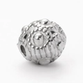 Perle d'espacement rétro en acier argenté gaufré avec motifs à pois pour bijoux DIY - Couleur Acier (Style Boule Granulaire)