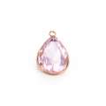 Colgante de cristal rosa en forma de pera con bisel dorado y diseño de gota facetada - Gota de Agua Rosa