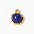 Round lapis lazuli stone pendant in golden stainless steel setting for jewelry DIY - Lapis Lazuli (A0194/A0195-6# Small)