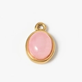 Ovaler Anhänger aus rosa Opalimitat in poliertem Gold-Edelstahl für DIY-Schmuck - 7# Rosenquarz Farbe (Klein)