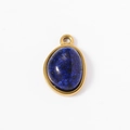 Lapis lazuli stone pendant with irregular gold stainless steel frame for DIY jewelry - 14# (Lapis Blue Irregular Oval)