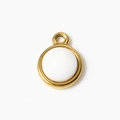 Golden round stainless steel pendant set with smooth white natural stone for DIY jewelry - White Stone (A0194/A0195-7# Small)