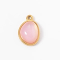 Luxury stainless steel triangle oval pendant with gold frame and pink cat eye stone - 15# (Pink Irregular Oval)