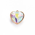 Colgante de corazón dorado con cristal facetado iridiscente para joyería artesanal - Corazón Irisado AB