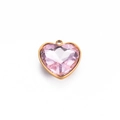 Colgante de corazón en cristal rosa con marco de acero inoxidable dorado para hacer joyas - Corazón Rosa