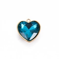 Colgante de corazón de cristal azul con marco dorado y anillo integrado - Corazón Azul 1#