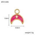 Detail view of crescent charm with pink enamel and micro-pavé zircon stone 1.0x0.8cm - Pink Crescent Style (BP3133B5)