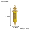 Macro view of vintage gold syringe pendant with yellow enamel inlay and dimensions - Yellow Syringe (HP2249B6)