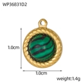 Detail showing 1.0cm gold rope textured malachite pendant dimensions and weight info - Braided Edge Malachite Style-1.0cm (WP36831D2)