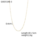 Detail of gold chain necklace with 4mm white beads and 40+5cm adjustable length - White Small Bead Thin Chain Style (GX03124B-3)