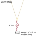 Goldene Schlangenhalskette mit rosa Strasssteinen und schwarzem Augendetail - Gold Pave Rosa Strass Schlange Anhänger Halskette (ZX40124B30)