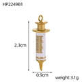 Detailed view of baroque syringe pendant with dimensions 2.3cm by 0.9cm and weight 3.1g - White Syringe (HP2249B1)