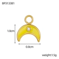 Golden crescent moon pendant with yellow enamel and zircon inlay on white background - Yellow Crescent Style (BP3133B1)