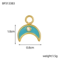 Macro shot of 1cm light blue enamel crescent moon pendant with gold plating and zircon - Light Blue Crescent Style (BP3133B3)