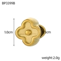 Detailed view of matte gold clover charm bead showing dimensions and hole size for DIY - Clover Shape (BP3399B)