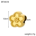 Détail du pendentif fleur dorée de 1,0cm avec texture mate et bords perlés pour bijoux DIY - Forme de Fleur (BP3461B)