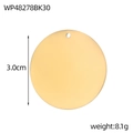 Dettaglio ciondolo circolare in acciaio inossidabile lucido oro con misura di 3,0 cm - Oro 30mm (WP48278BK30)